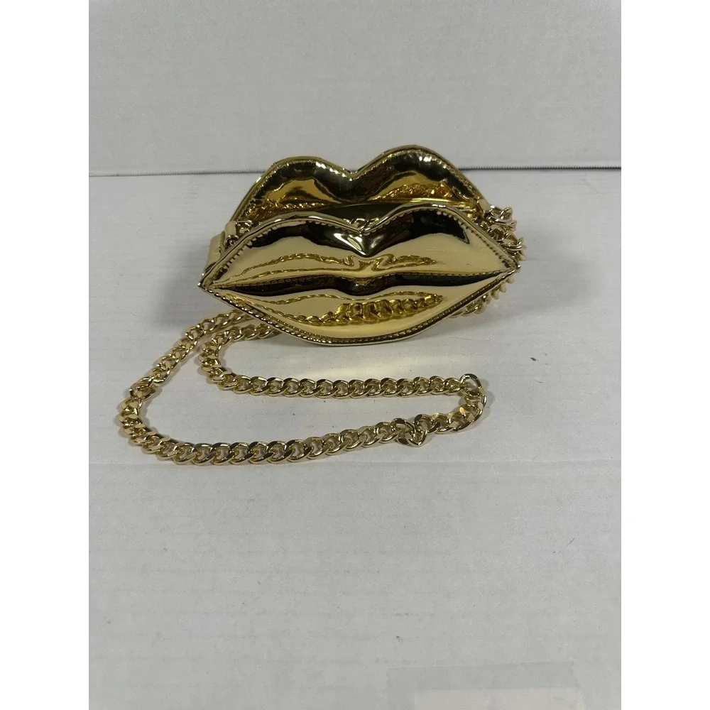 Shirelleath Kiss Lips Clutch Evening Bag Gold Chain Strap‎ Party Purse